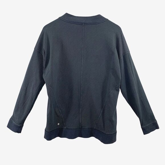 Lululemon Jacket Mula Wrap Bundle Womens 10 Black Asymmetrical Zip Striped Walk - Picture 4 of 10